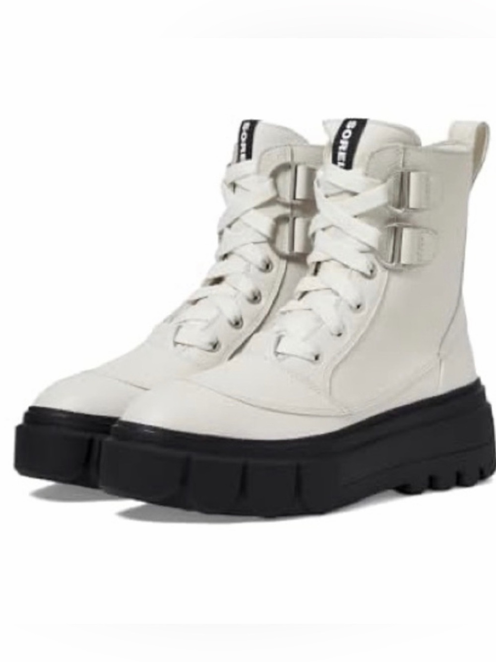 NEW Sorel Caribou waterproof white leather boots lugg platform women’s 7
